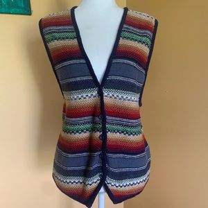 Signature by Jerell Vintage Vest Colorful Ramie Button Closure Vest Size Medium.